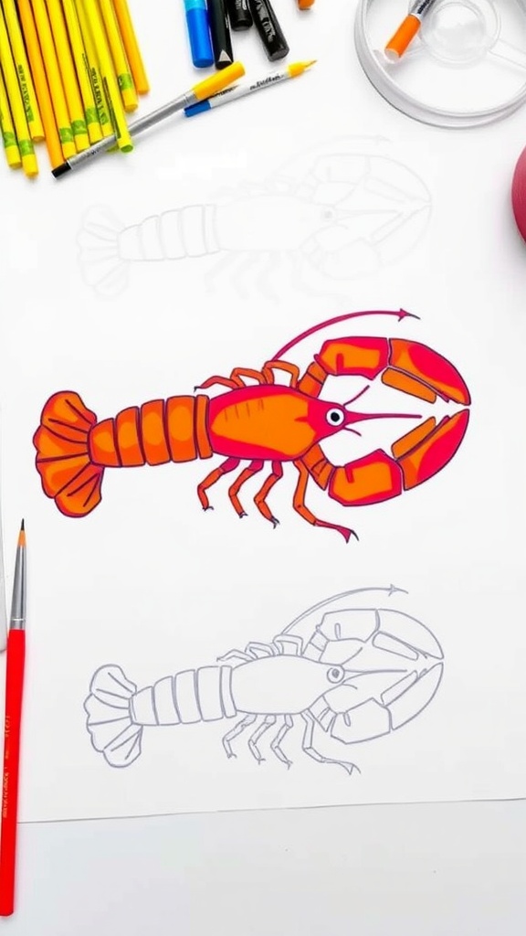 Simple and Elegant Lobster Drawing Tutorial